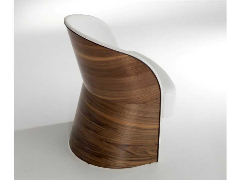 Upholstered designer chair with wooden structure - ADELAIDE