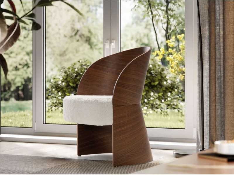 Designer chair with wooden structure and upholstered seat - ADELAIDE BOIS