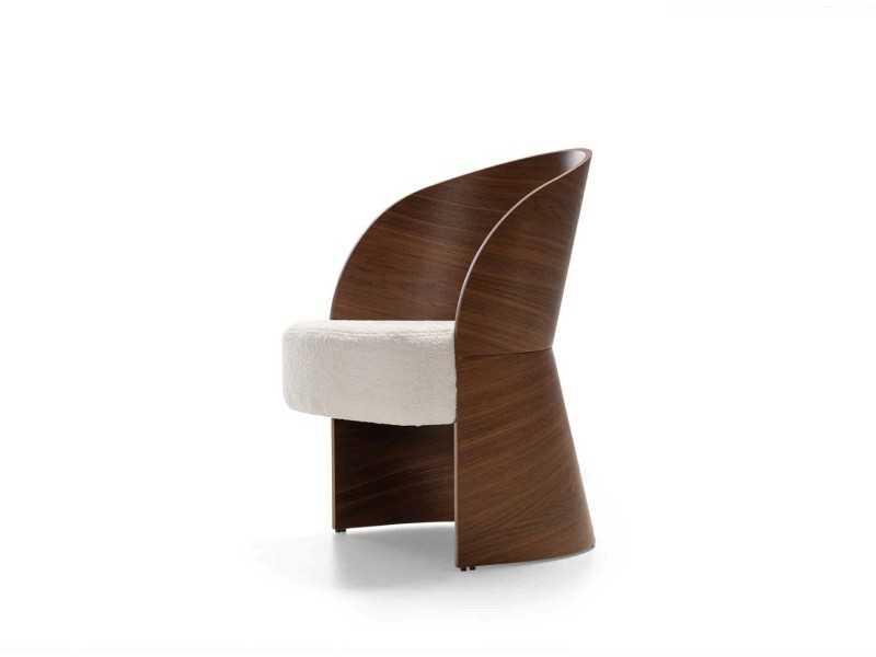 Chaise design avec structure en bois et assise tapissée - ADELAIDE BOIS