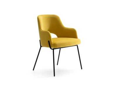 Chaise design avec accoudoirs et piètement en acier - AVELINE ACIER