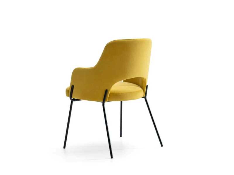 Chaise design avec accoudoirs et piètement en acier - AVELINE ACIER