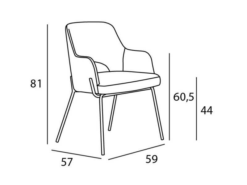 Silla de diseño con brazos y base en acero - AVELINE ACIER