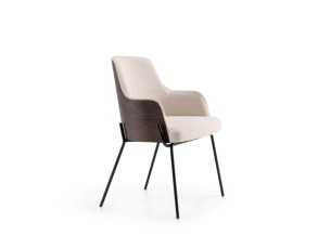 Chaise design avec dossier en bois et piètement en acier - ADRIANA ACIER