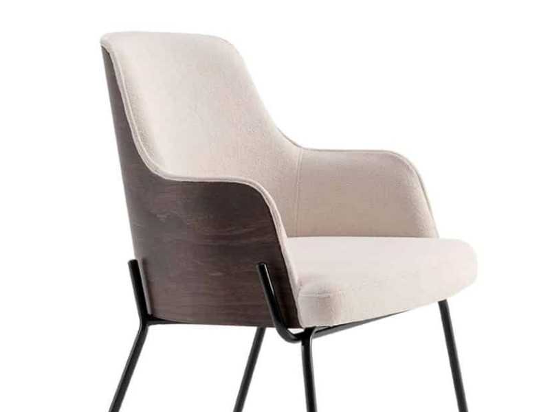 Chaise design avec dossier en bois et piètement en acier - ADRIANA ACIER