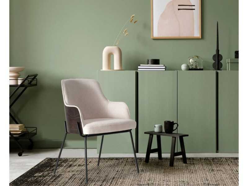 Chaise design avec dossier en bois et piètement en acier - ADRIANA ACIER