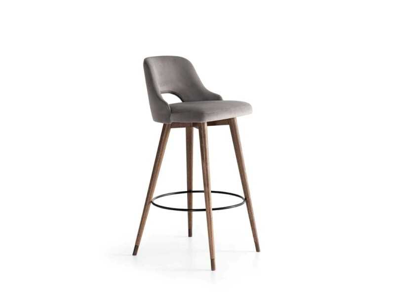 Designer stool with wooden base - ANALIA