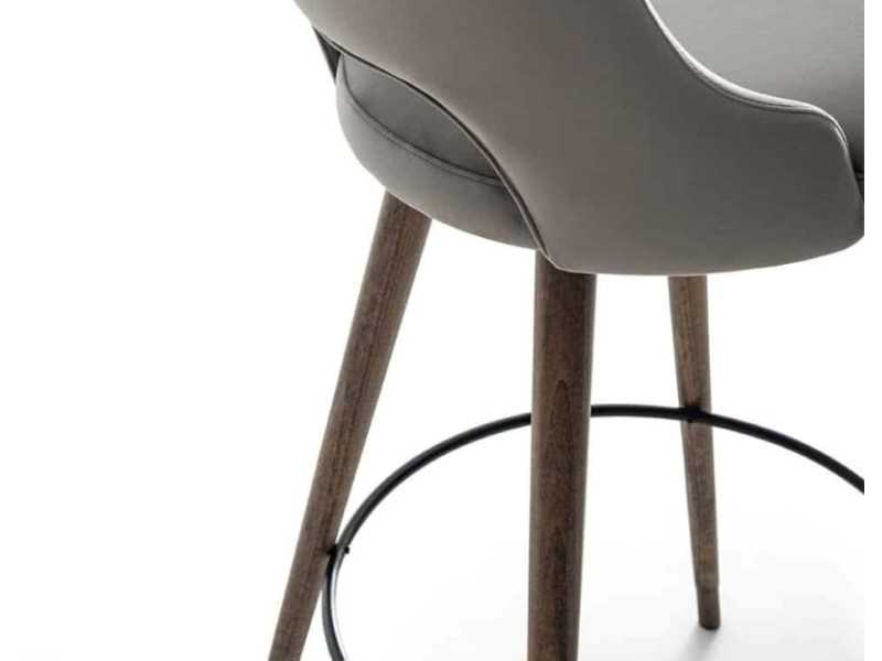 Designer stool with wooden base - ANALIA