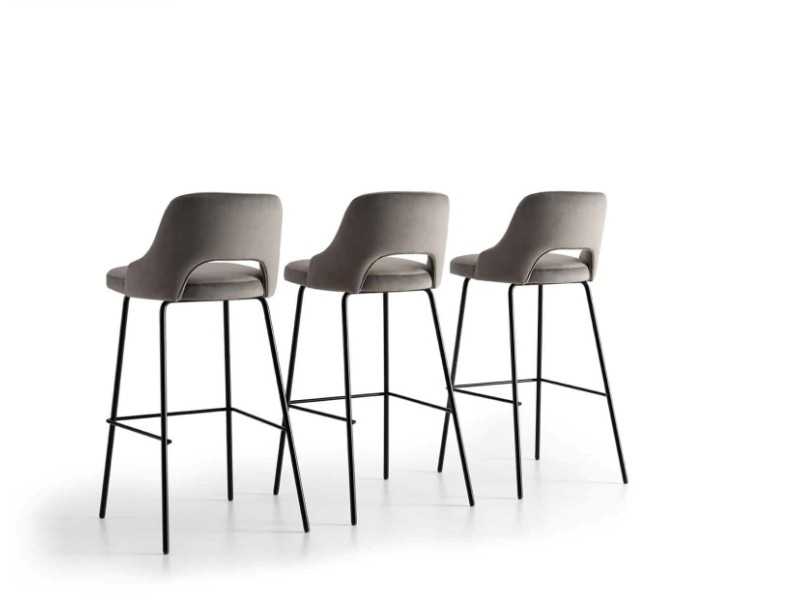 Tabouret design avec piètement en acier laqué - ANALIA ACIER