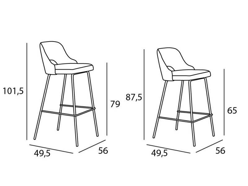 Tabouret design avec piètement en acier laqué - ANALIA ACIER