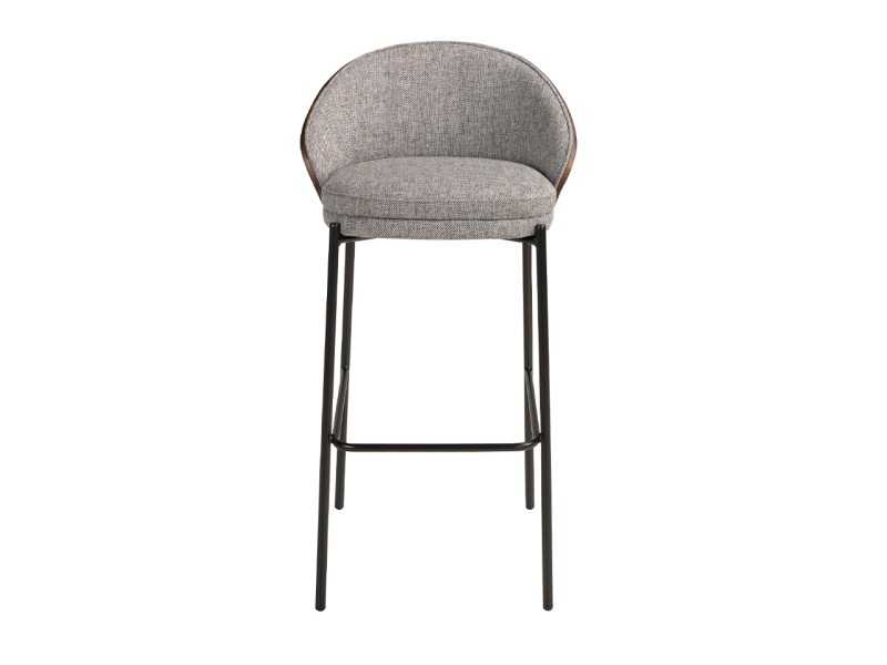 Design stool veneered in walnut and black stainless steel base - TALLIN