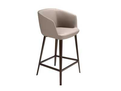 Tabouret recouvert de cuir synthétique et structure en acier inoxydable - LOCRONAN