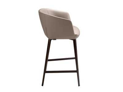 Stool upholstered in synthetic leather and stainless steel structure - LOCRONAN