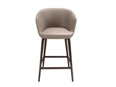 Stool upholstered in synthetic leather and stainless steel structure - LOCRONAN