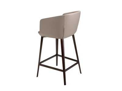 Stool upholstered in synthetic leather and stainless steel structure - LOCRONAN