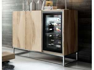 Mueble vinoteca en roble con base en acero - BARBERÁ