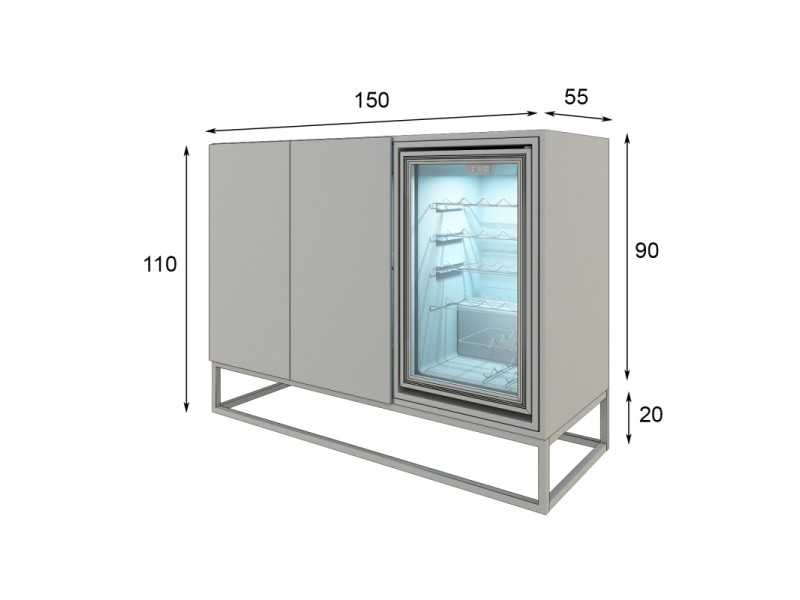 Mueble vinoteca en roble con base en acero - BARBERÁ