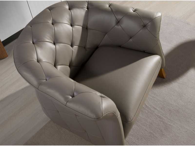 Fauteuil Chester tapissé de cuir véritable - ALBERTINE