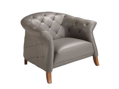 Fauteuil Chester tapissé de cuir véritable - ALBERTINE Fauteuil Chester tapissé de cuir véritable - ALBERTINE