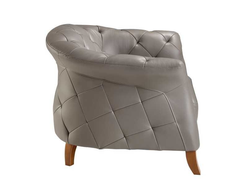 Fauteuil Chester tapissé de cuir véritable - ALBERTINE