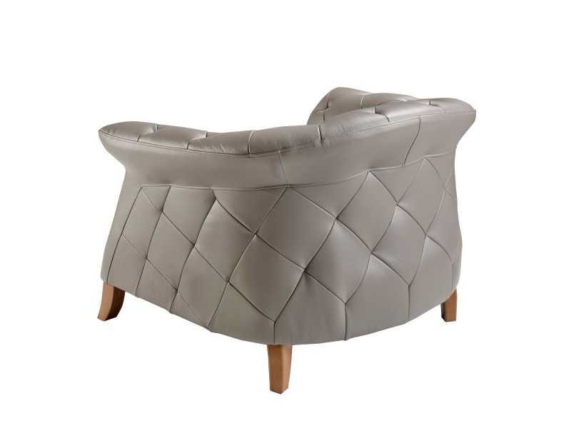 Fauteuil Chester tapissé de cuir véritable - ALBERTINE