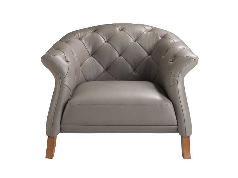 Fauteuil Chester tapissé de cuir véritable - ALBERTINE