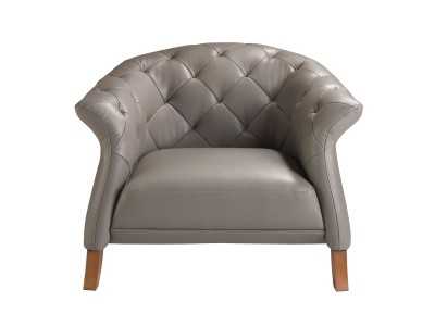 Fauteuil Chester tapissé de cuir véritable - ALBERTINE Fauteuil Chester tapissé de cuir véritable - ALBERTINE