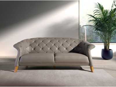 2-seater chester sofa upholstered in genuine leather - ALBERTINE 2