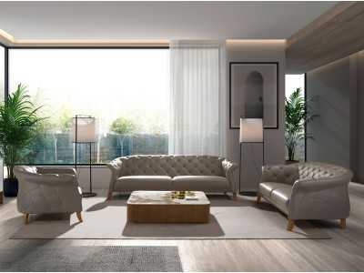 2-seater chester sofa upholstered in genuine leather - ALBERTINE 2