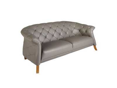 2-seater chester sofa upholstered in genuine leather - ALBERTINE 2