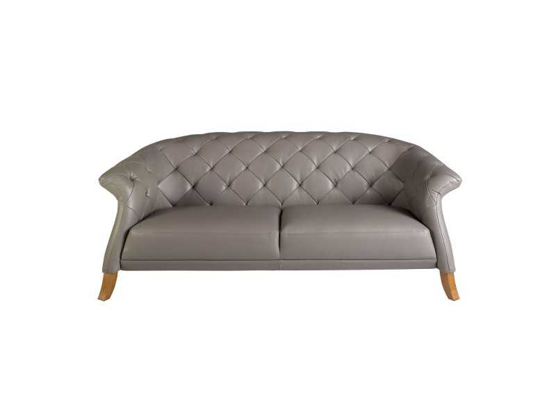 2-seater chester sofa upholstered in genuine leather - ALBERTINE 2