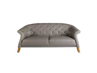 2-seater chester sofa upholstered in genuine leather - ALBERTINE 2
