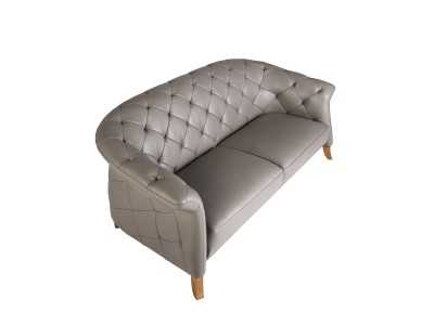 2-seater chester sofa upholstered in genuine leather - ALBERTINE 2