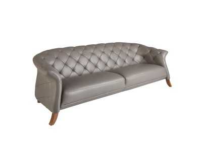 3-seater chester sofa upholstered in genuine leather - ALBERTINE