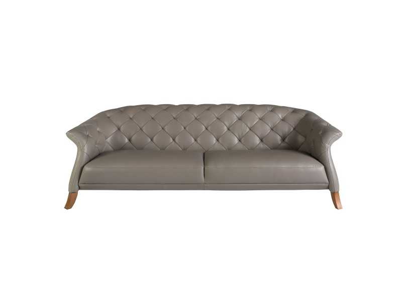 3-seater chester sofa upholstered in genuine leather - ALBERTINE 3