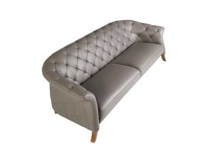 3-seater chester sofa upholstered in genuine leather - ALBERTINE 3