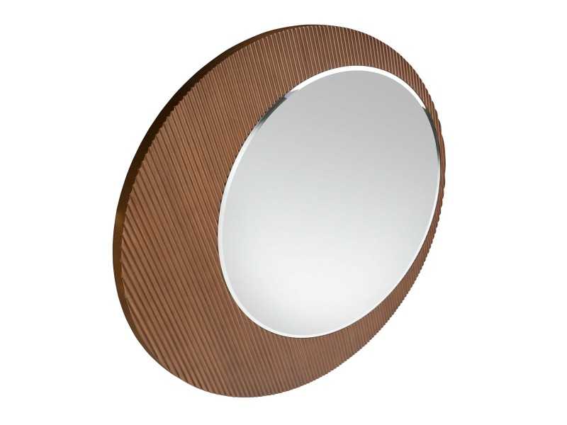 Miroir mural rond en bois de noyer - ALBERTINE