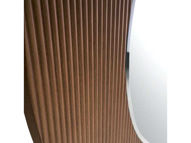 Espejo redondo de pared con madera de nogal - ALBERTINE