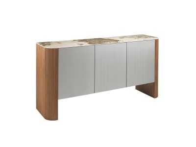 Sideboard in walnut wood, lacquered and porcelain marble top - ALBERTINE