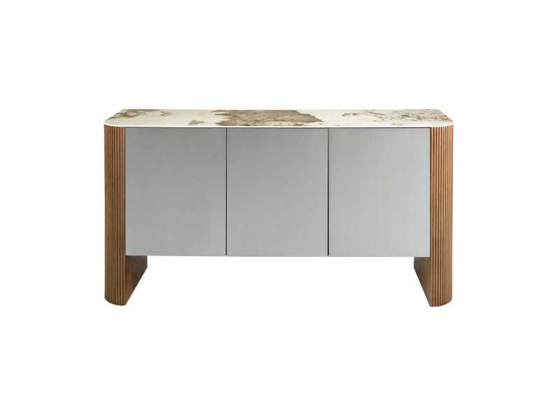 Sideboard in walnut wood, lacquered and porcelain marble top - ALBERTINE