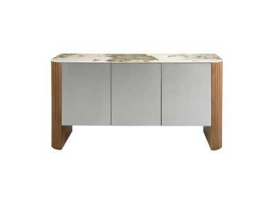 Buffet en bois de noyer, laqué et plateau en marbre porcelaine - ALBERTINE Buffet en bois de noyer, laqué et plateau en marbre porcelaine - ALBERTINE