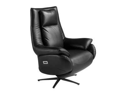 Relax swivel armchair upholstered in genuine leather - ALANI