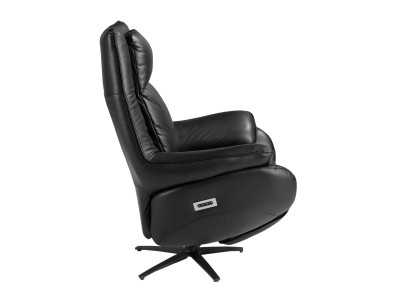 Relax swivel armchair upholstered in genuine leather - ALANI