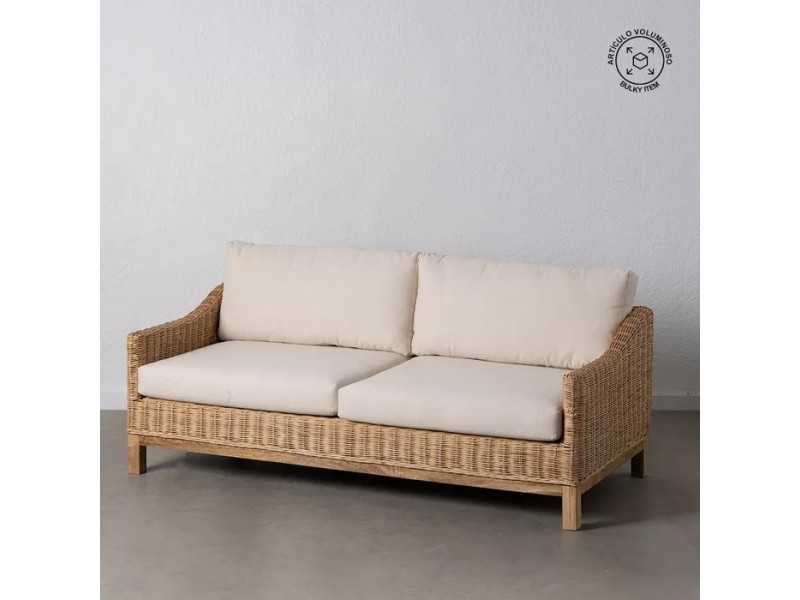 3-seater outdoor sofa in natural fiber - AARON