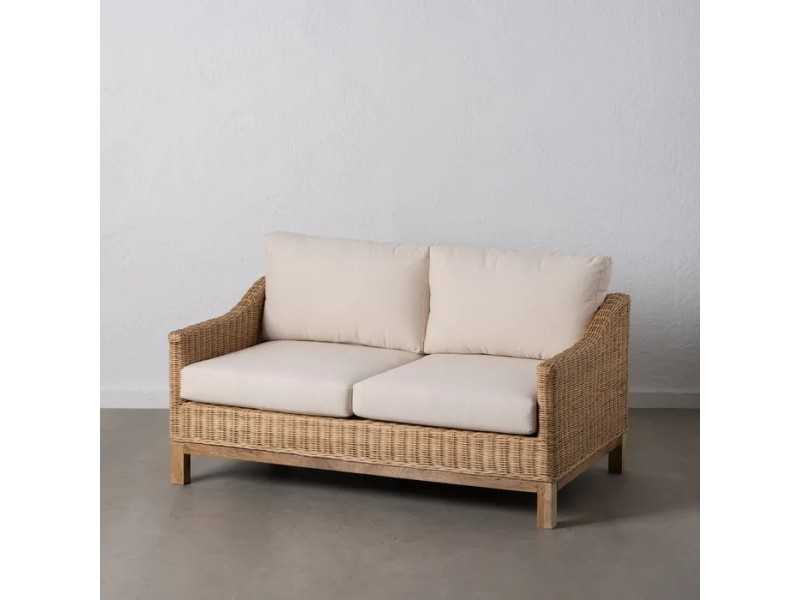 2-seater outdoor sofa in natural fiber - AARON