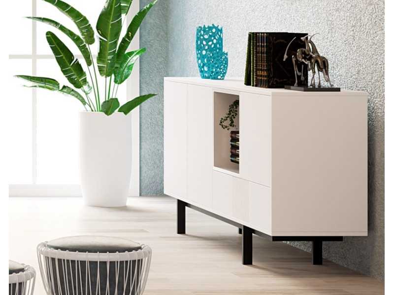 Aparador de diseño lacado con base metálica - ATIKO