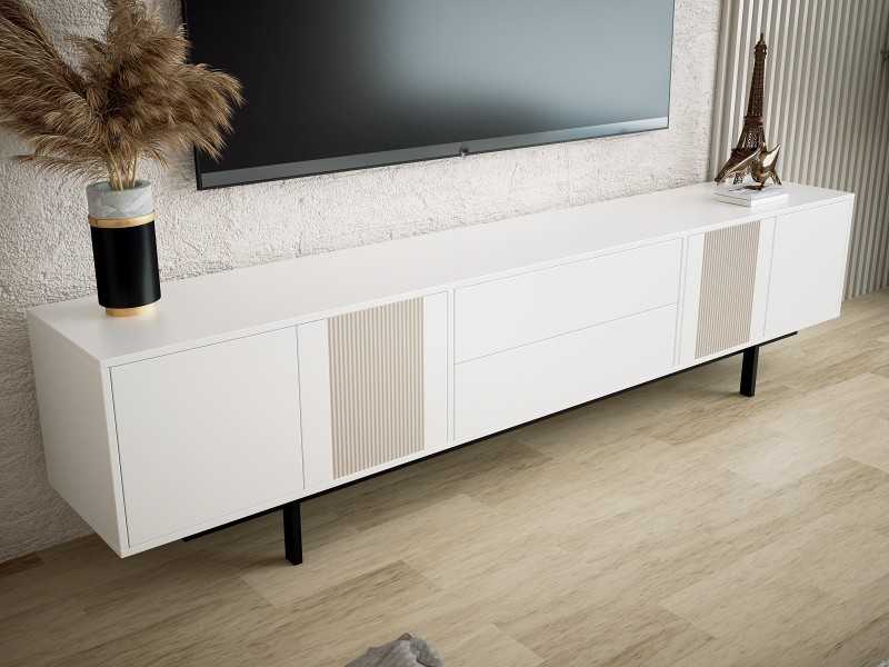 Lacquered design TV cabinet with metal base - ATIKO