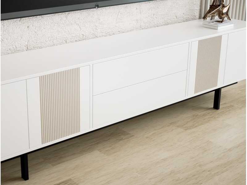 Lacquered design TV cabinet with metal base - ATIKO