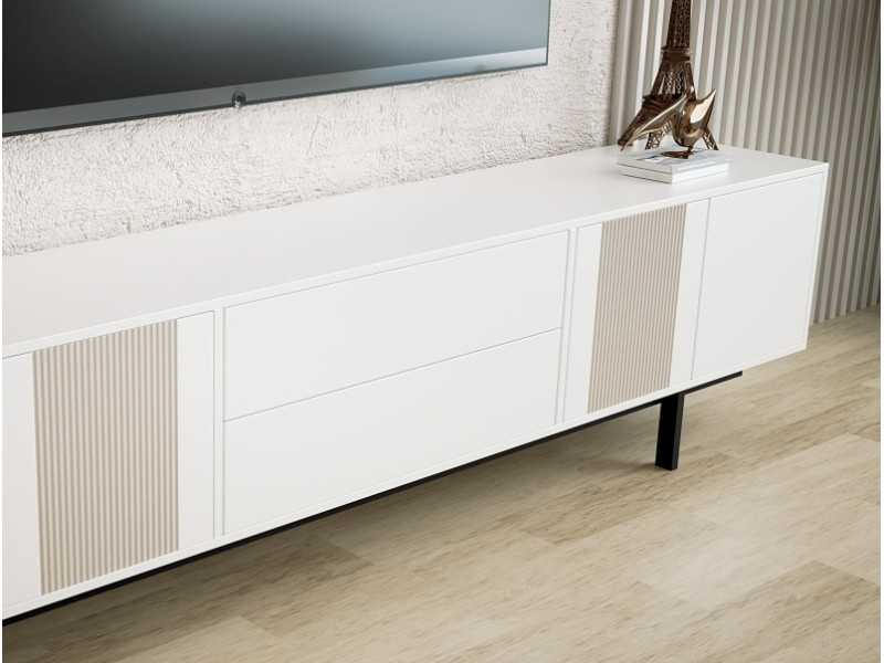 Lacquered design TV cabinet with metal base - ATIKO