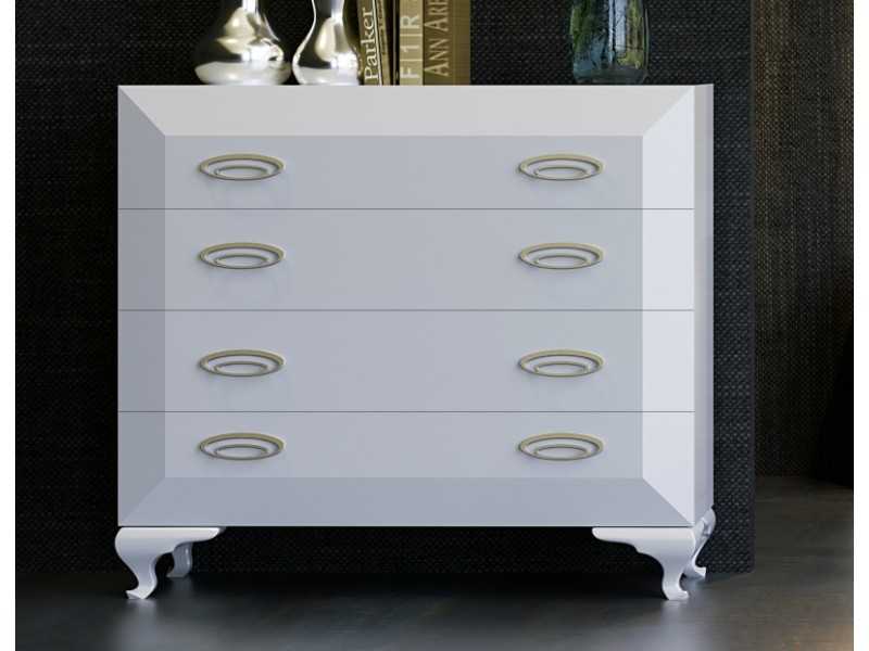 Cómoda lacada de 4 cajones con patas chippendale - ADELISE