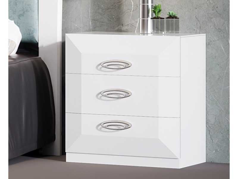 Lacquered 3-drawer bedside table with plinth - ALECIA